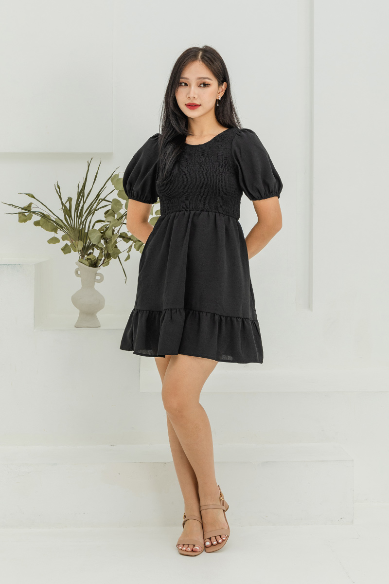 English Breakfast Dress Romper in Black FlymetoParis