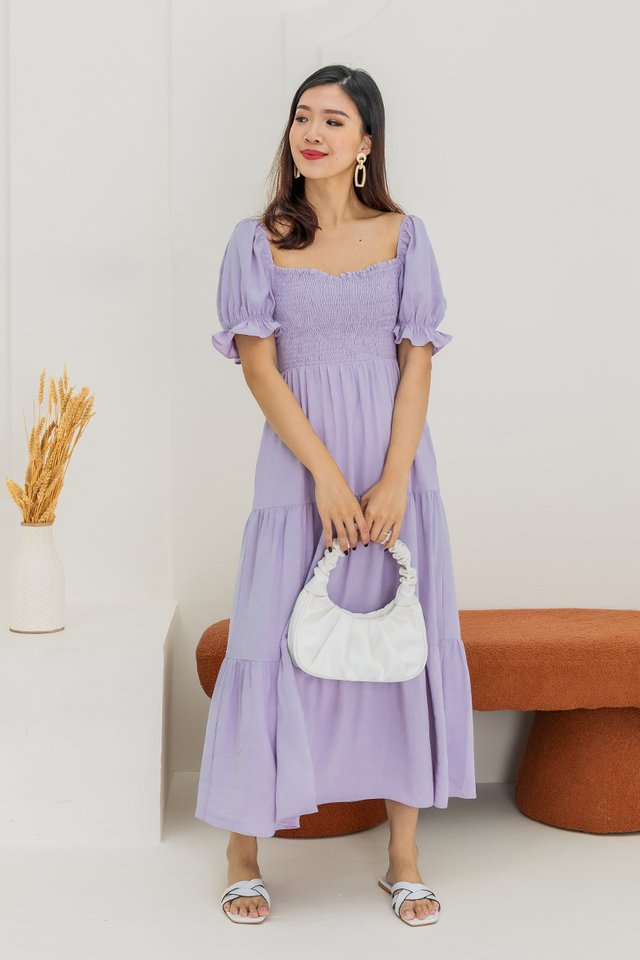 Dainty Fields Smocked Dress in Lilac