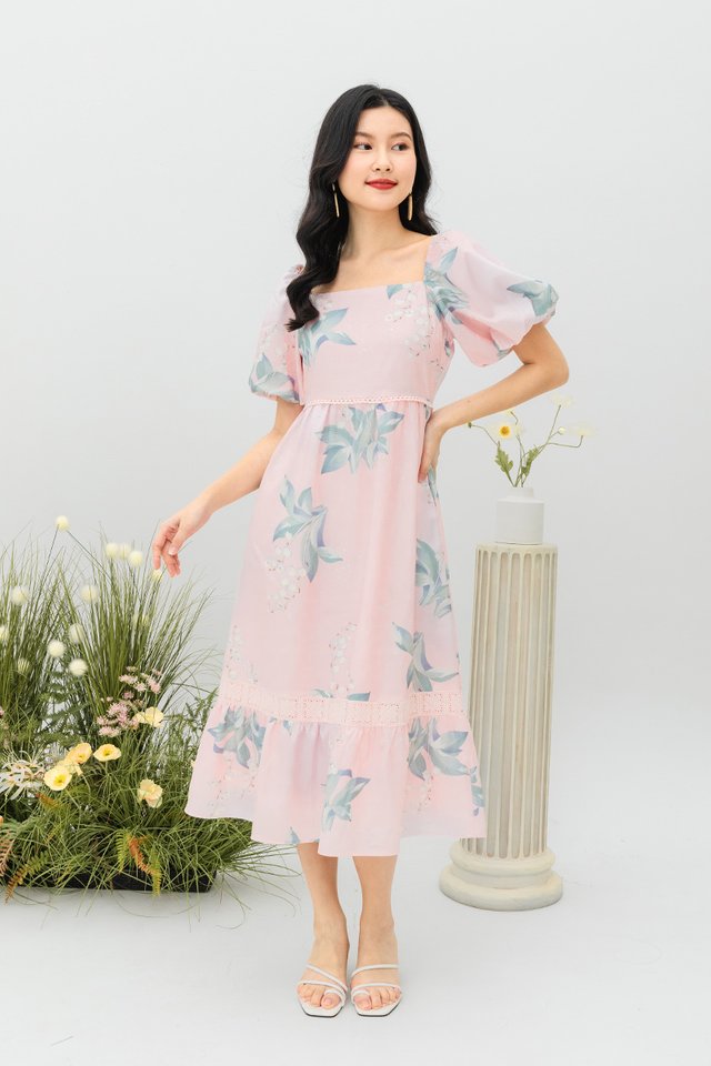 Botanical Blooms Dress in Pink