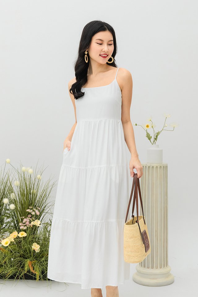 Lydia Tiered Dress in White