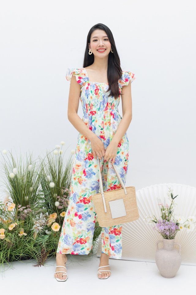 Flutter Fairy Smocked Jumpsuit in Vibrant Florals