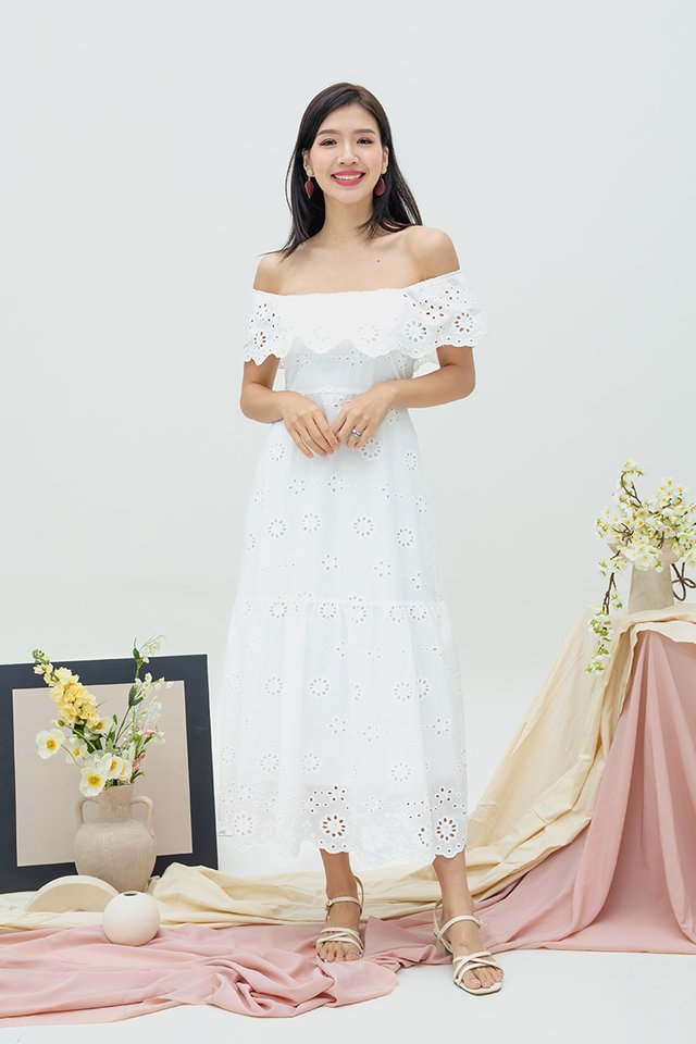 Kirsty Eyelet Sprinkles Dress in White