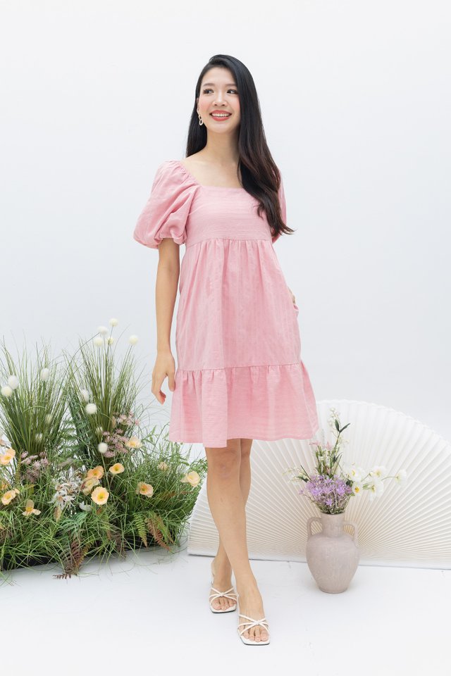 Girly Vibes Babydoll Dress in Sweet Pink