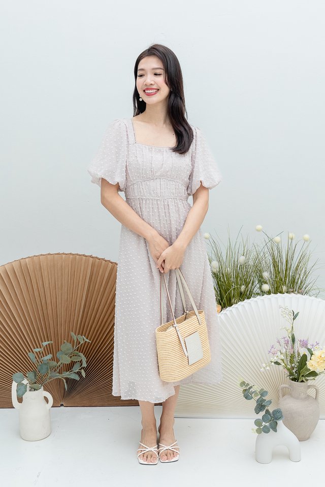 Mirabelle Swiss Dots Dress in Ivory Blush