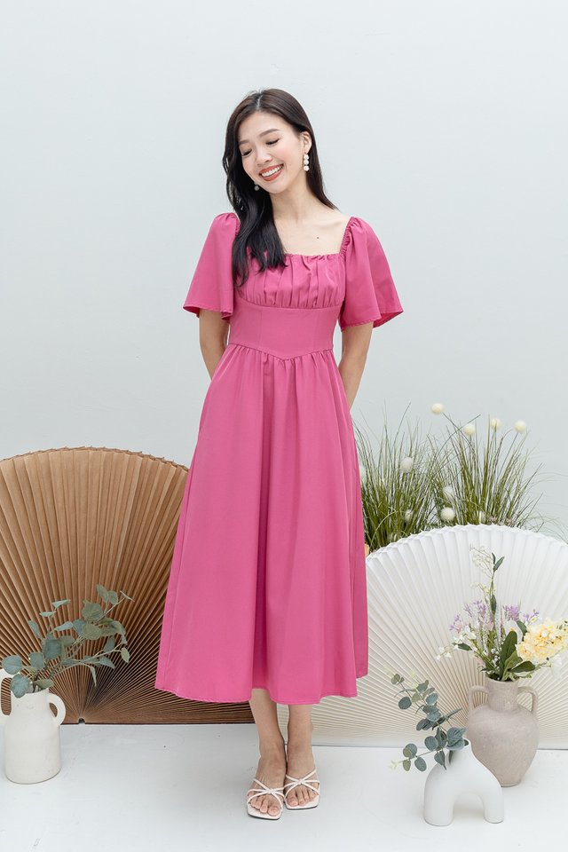 Makes Me Flutter Dress in Rouge Pink
