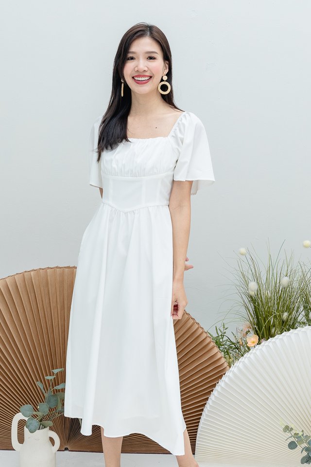Makes Me Flutter Dress in White