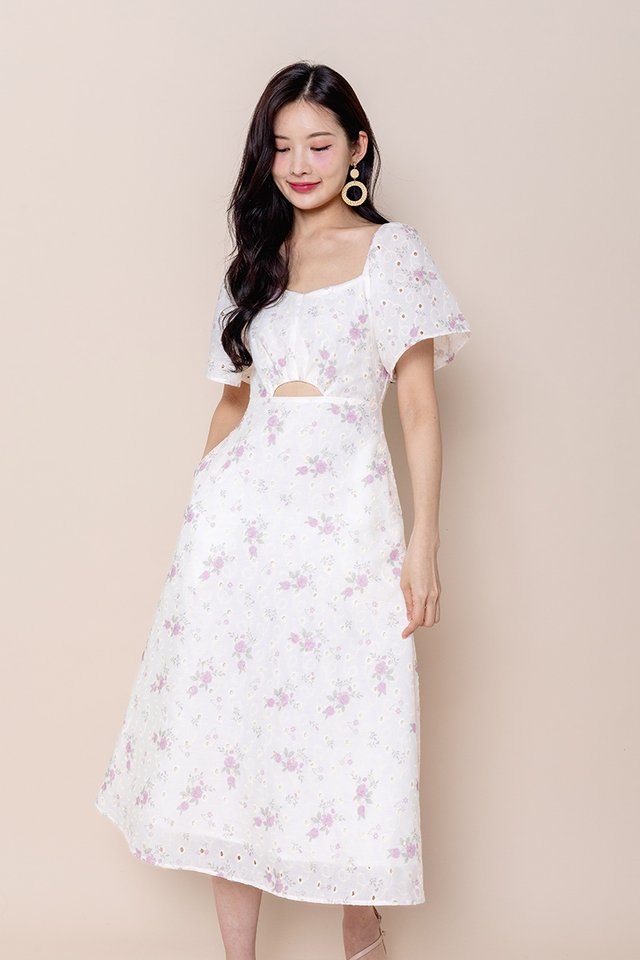 Blooming Beauty Peekaboo Dress in Lilac Eyelet