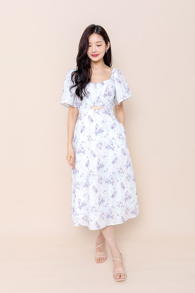 Blooming Beauty Peekaboo Dress in Purple Florals