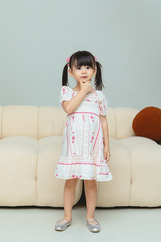 English Tea Party Smocked Girls’ Dress in Pink Camellia