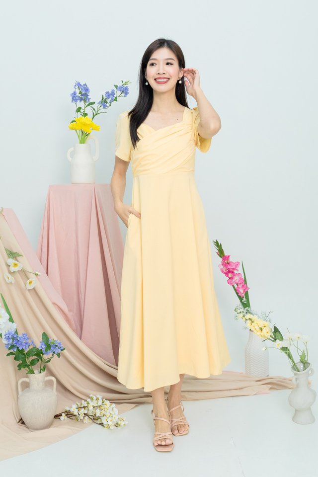 Katie Sweetheart Dress in Honey