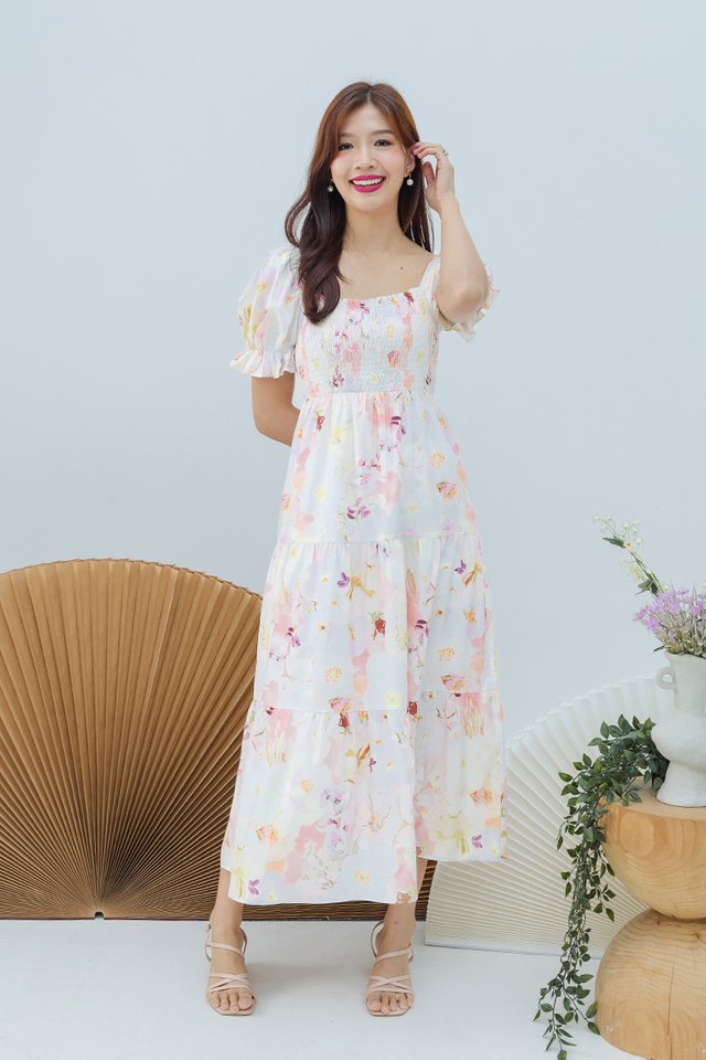 Fleur De Lune Dress in Peach Dahlia