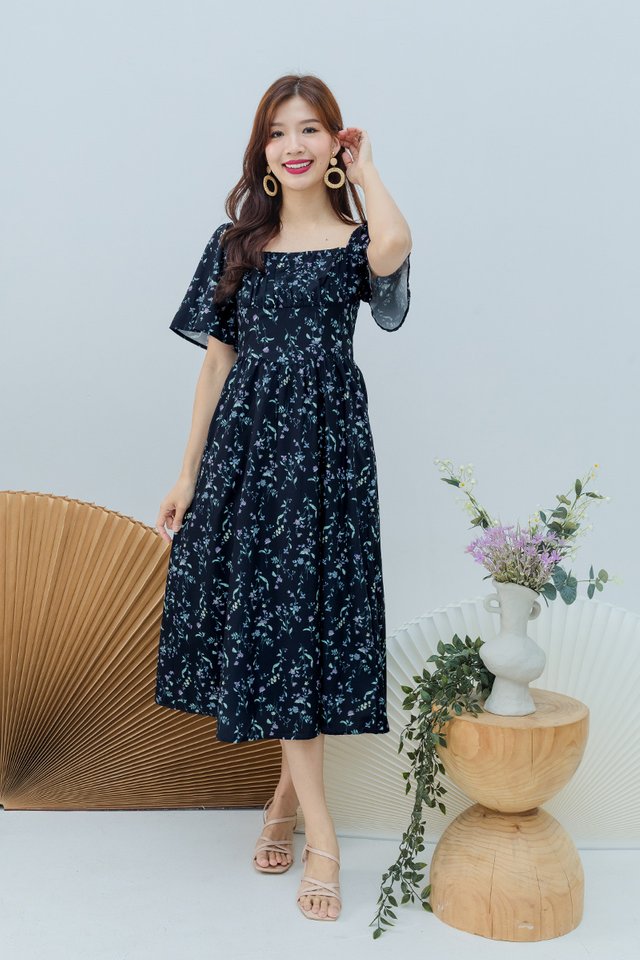 Makes Me Flutter Dress in Black Reverie