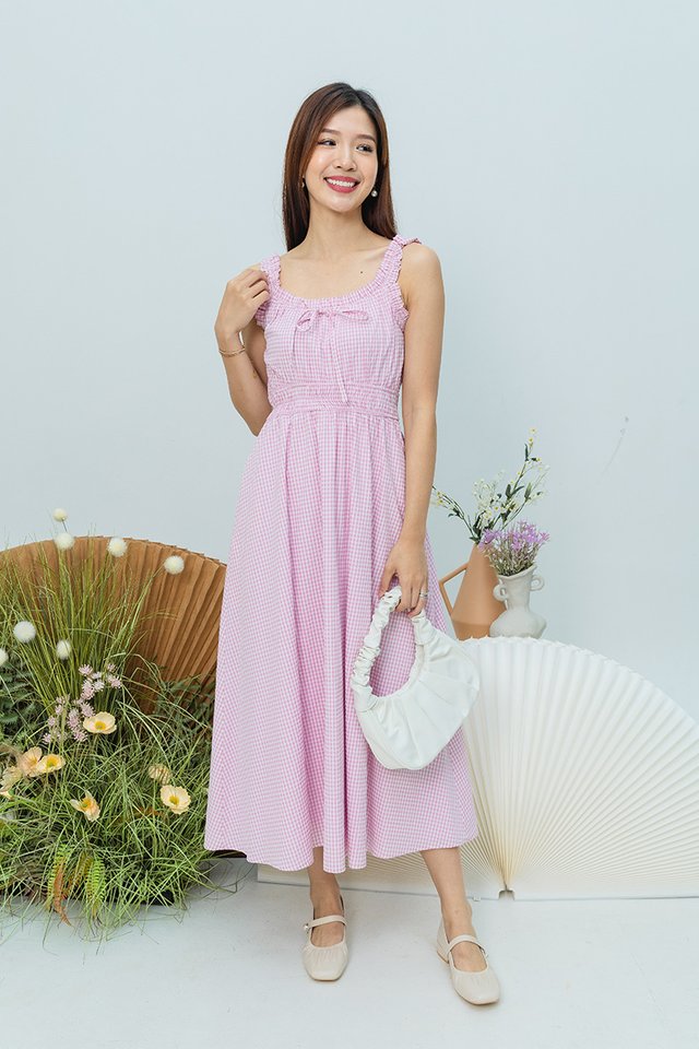 Poppy Gingham Dress in Ballet Pink