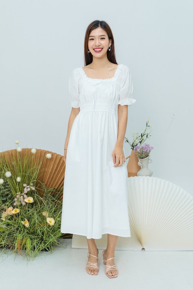 Twirl and Frill Dress in Solid White
