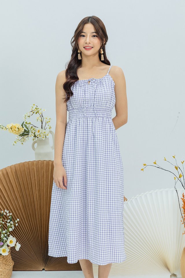 Cafe Stroll Gingham Dress in Purple