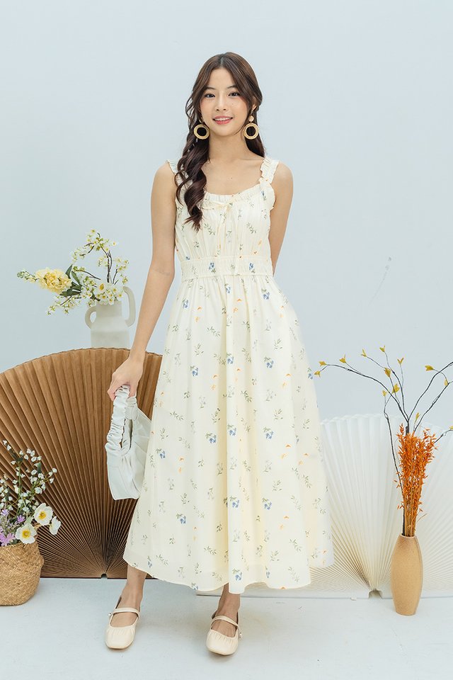 Poppy Garden Dress in Cream Butterflies