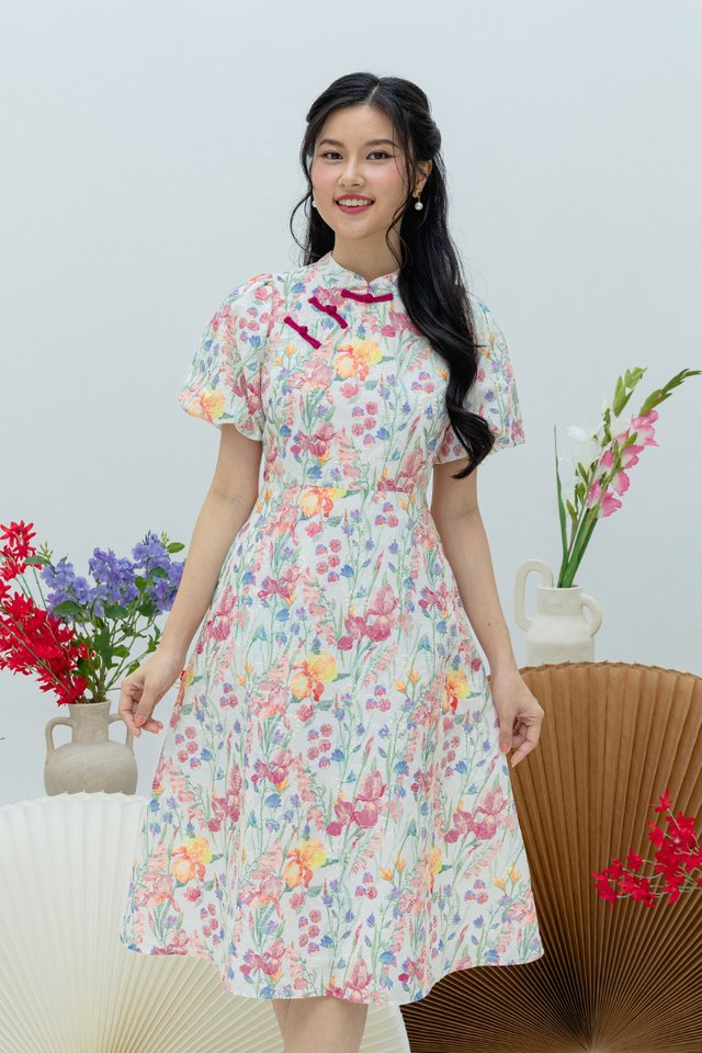Eastern Blossom Cheongsam Dress in Red