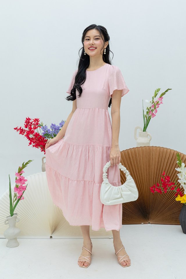 Elara Tiered Dress in Pink