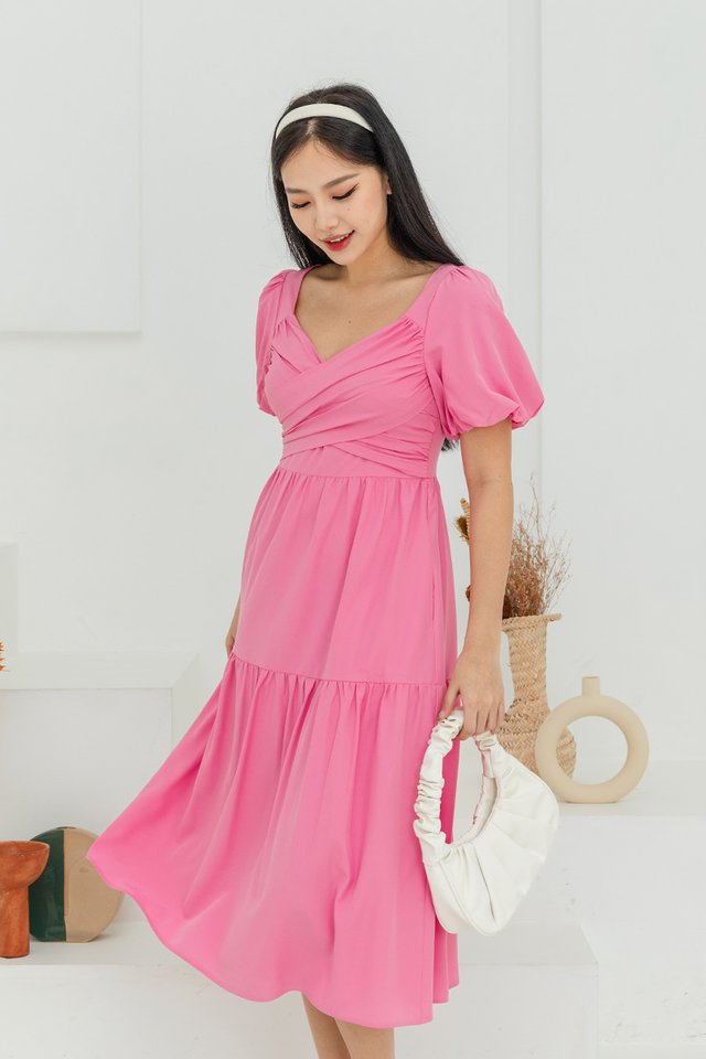 Sweet and Polished Pleated Dress in Doll Pink