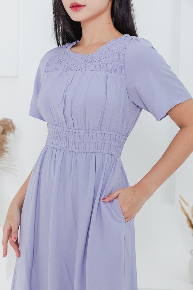 Simple Perfection Ruched Dress in Lilac