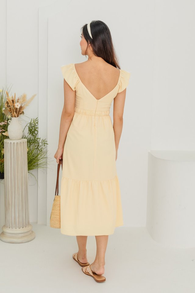 On Cloud Nine Buttons Dress in Daffodil Yellow