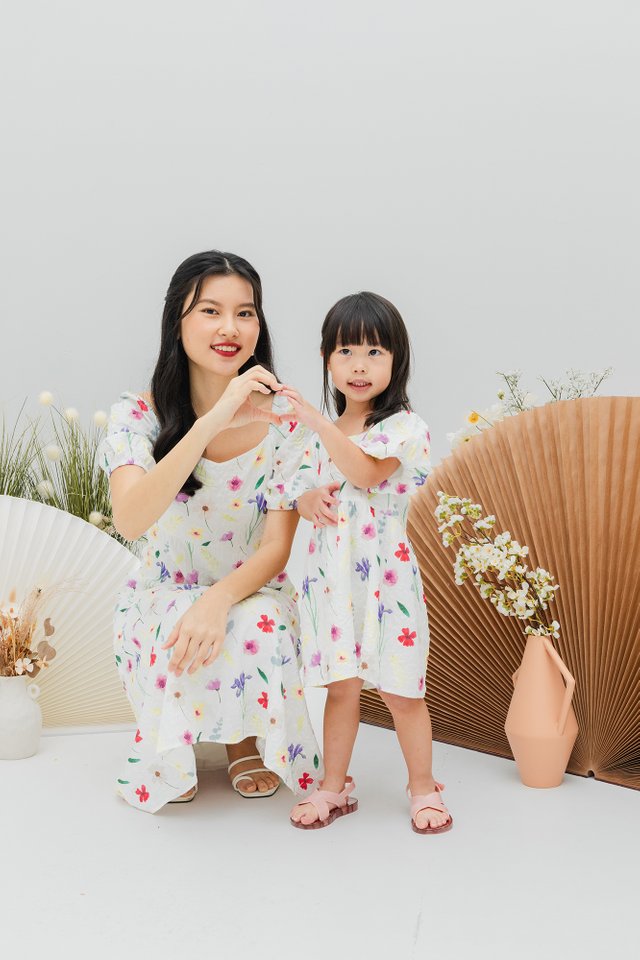 Flower Dome Girls’ Dress in Creamy White