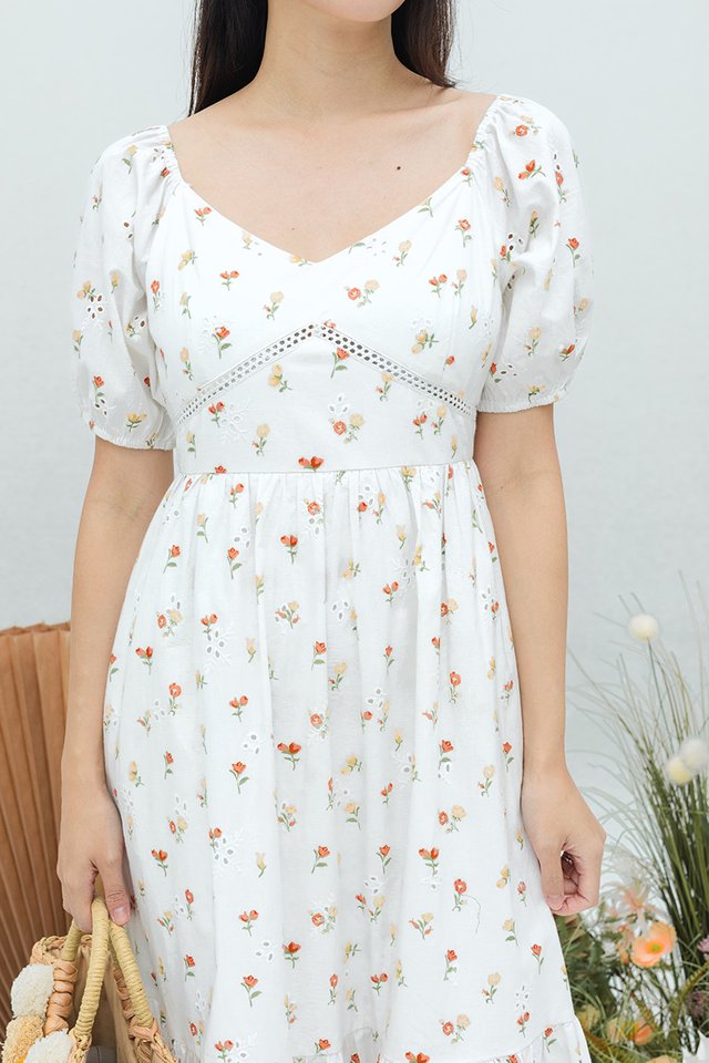 Purity Eyelet Dress in Cottage Florals