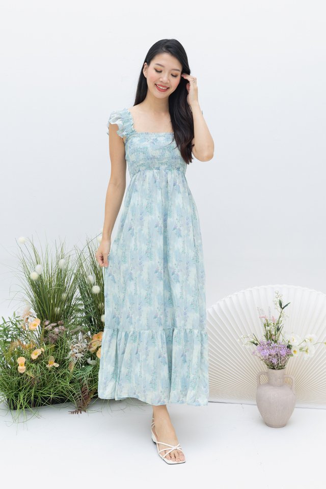 Flutter Fairy Smocked Dress in Whimsy Blue Florals