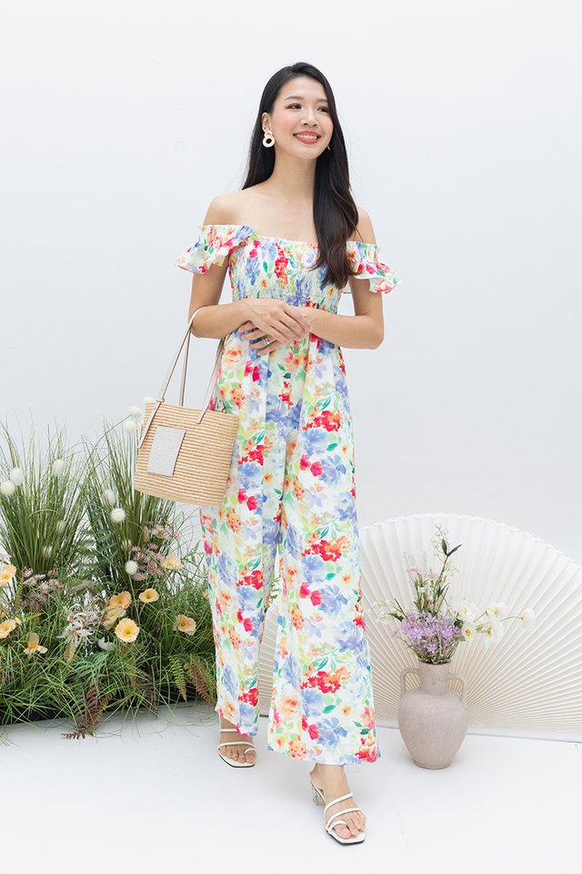 Flutter Fairy Smocked Jumpsuit in Vibrant Florals