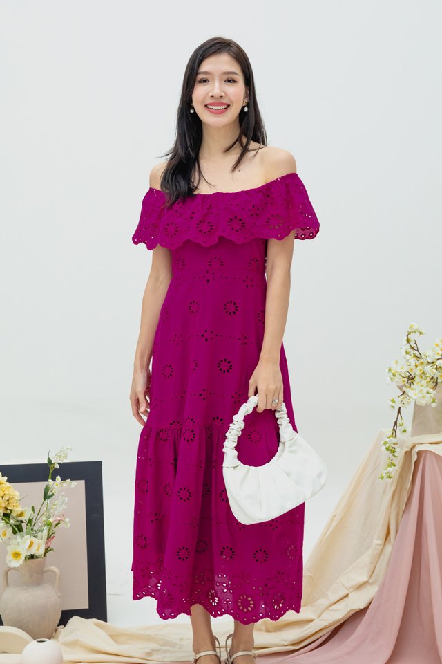 Kirsty Eyelet Sprinkles Dress in Magenta