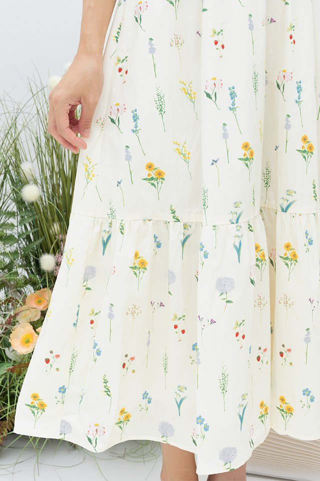 Wildflowers Puffy Sleeves Dress in Sunflower