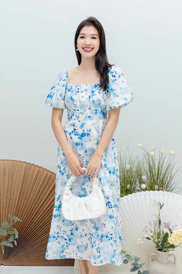 Charming Lady Eyelet Dress in Porcelain Blue