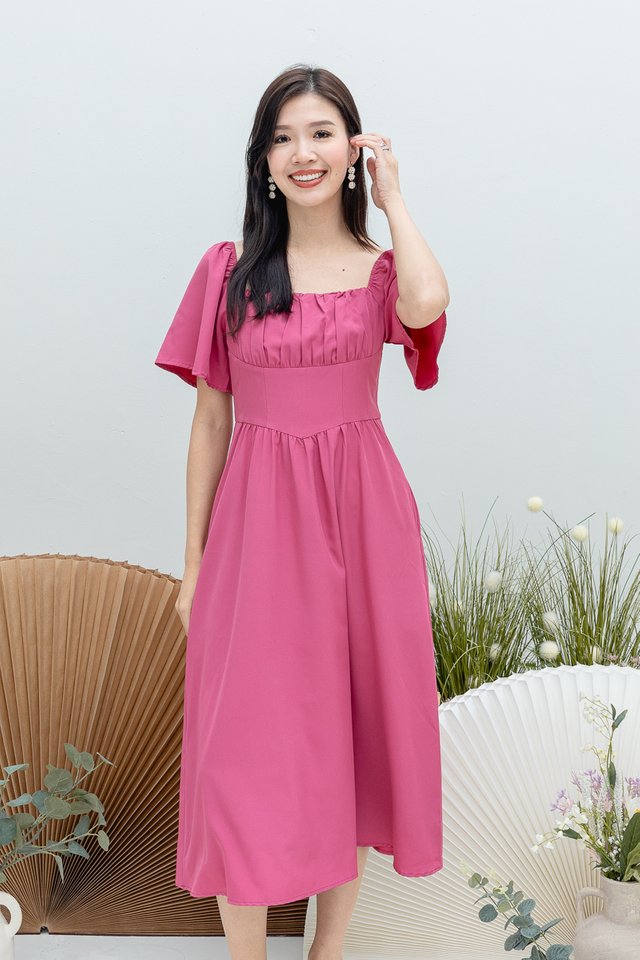 Makes Me Flutter Dress in Rouge Pink