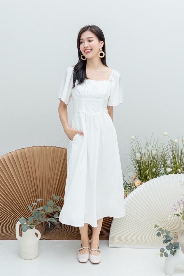 Makes Me Flutter Dress in White
