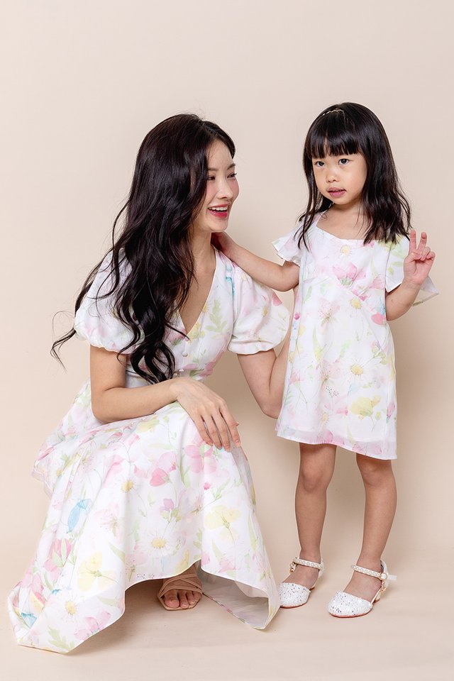 Garden of Eden Girls’ Dress in Pastel Daisies