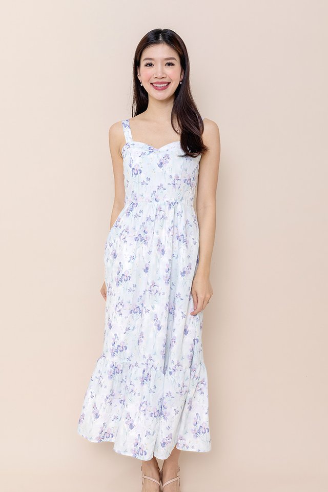 Paige Sweetheart Bustier Dress in Violet Blooms