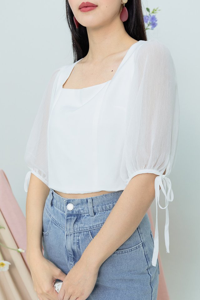 Magical Moments Chiffon Sleeves Top in White