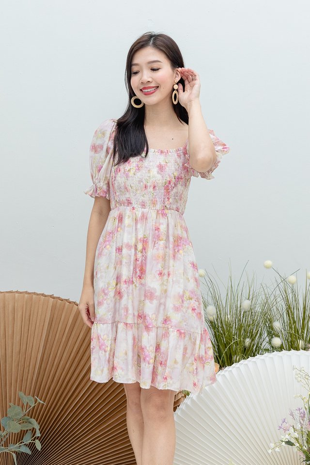 Mindy Floral Dress Romper in Pink Romance