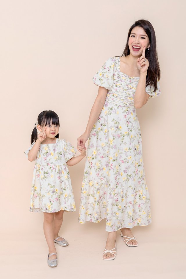 Fleur Allure Pleated Dress in Daffodil Dream