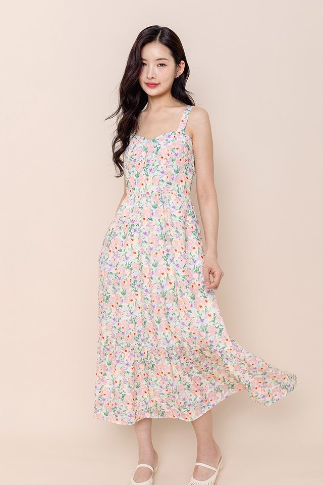 Paige Sweetheart Bustier Dress in Canary Yellow Blooms
