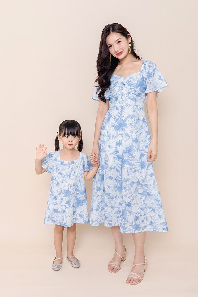 Petal Charmer Floral Tie-Back Dress in Romance Blue