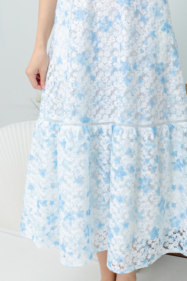 Blooms Perfection Dress in Baby Blue Florals