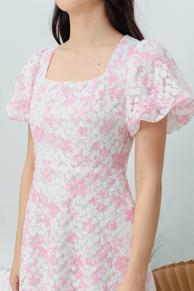 Blooms Perfection Dress in Baby Pink Florals