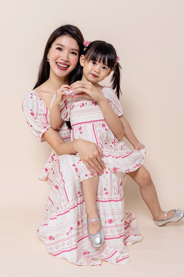 English Tea Party Smocked Dress in Pink Camellia