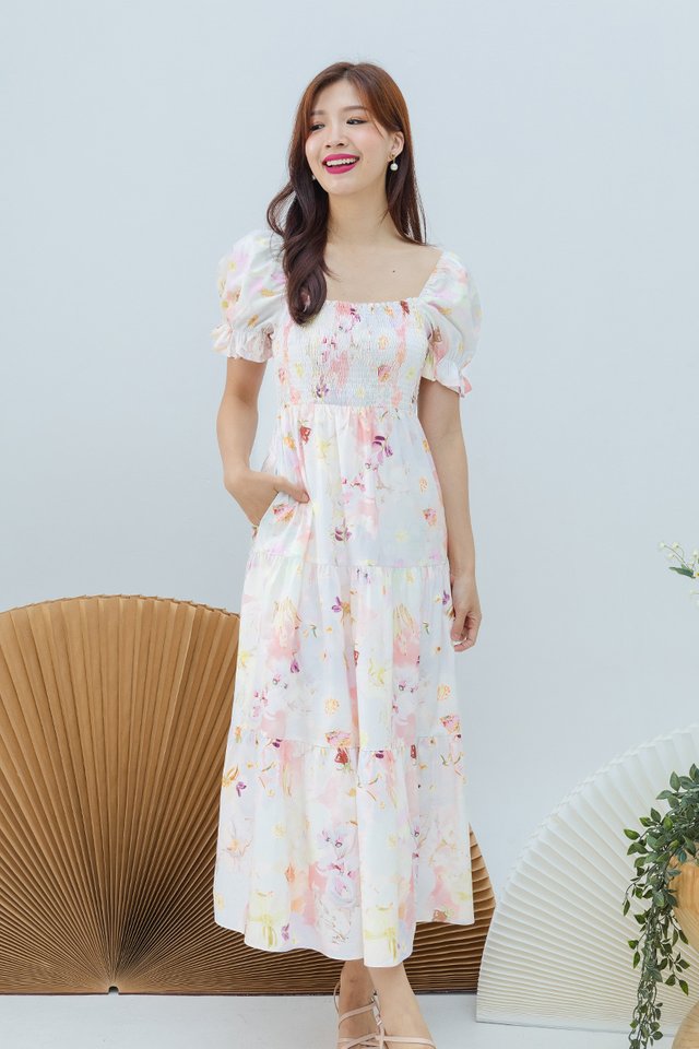 Fleur De Lune Dress in Peach Dahlia