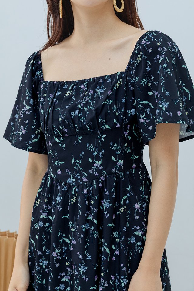 Makes Me Flutter Dress in Black Reverie
