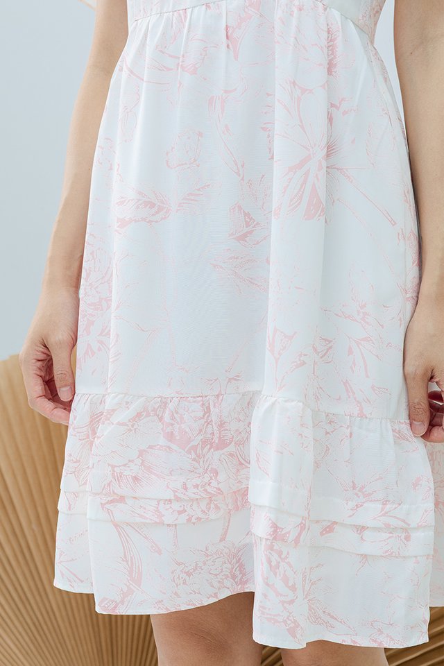 Pleats Wonderland Babydoll Dress in Pink Camellia