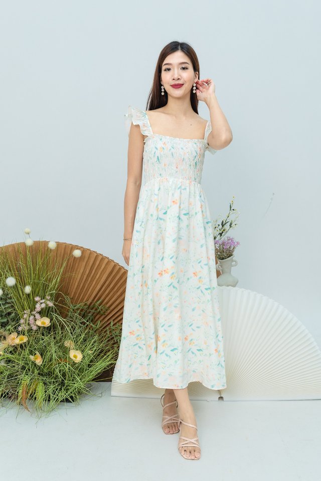 Aria Multi-Way Smocked Dress in Sunset Florals