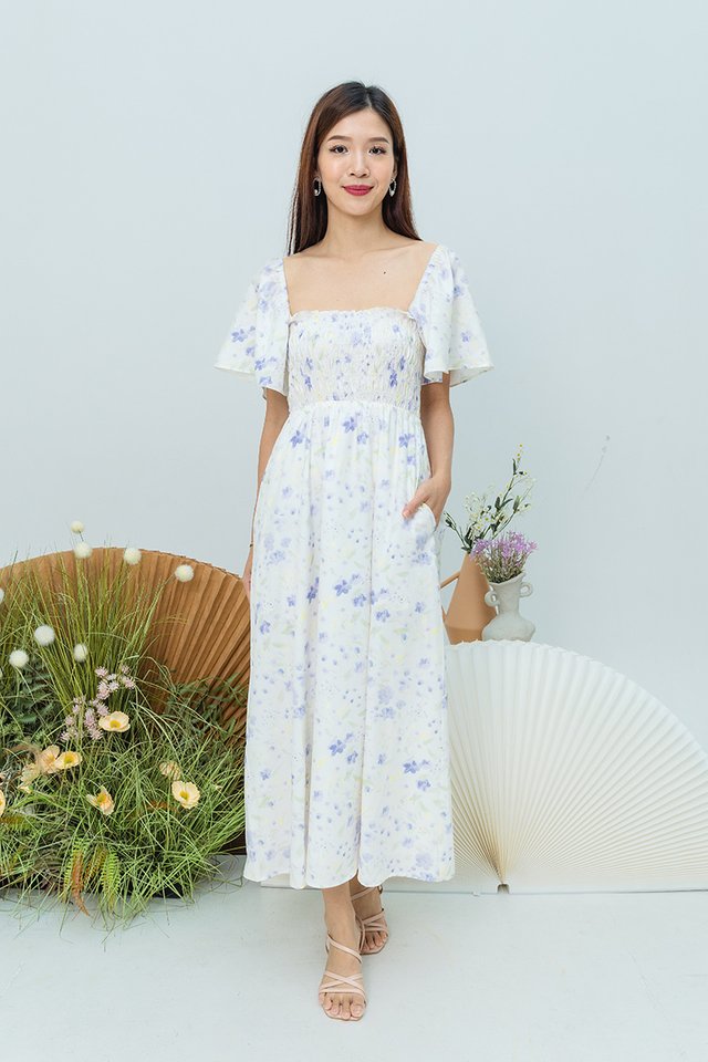 Aria Multi-Way Smocked Dress in Violet Garden