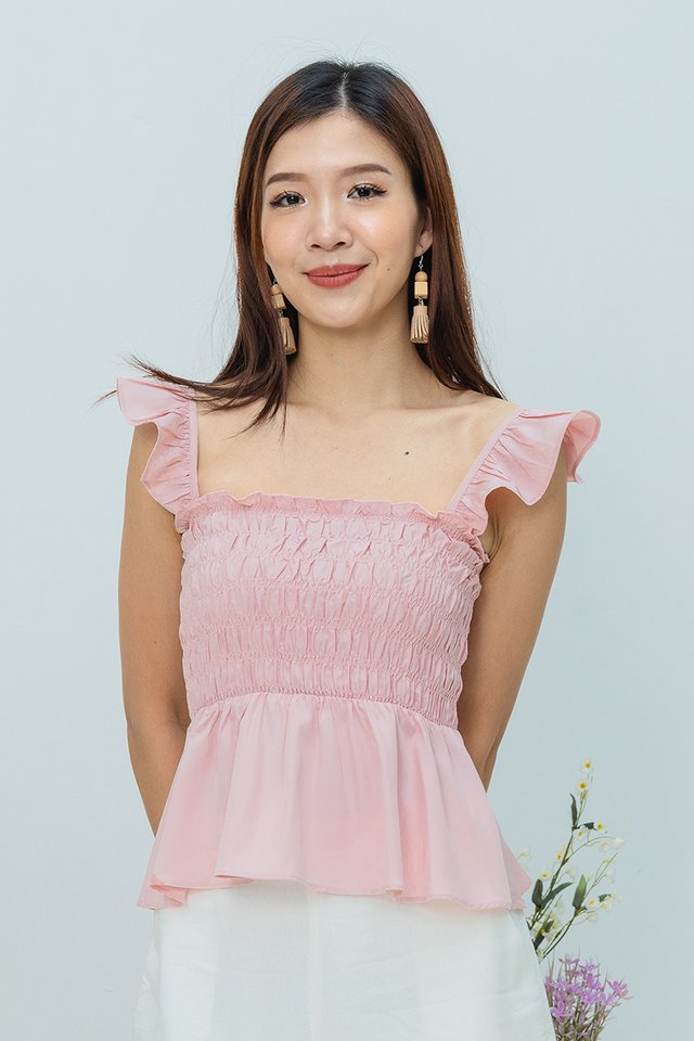 Aria Multi-Way Smocked Top in Sweet Pink